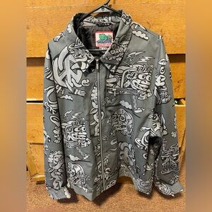 Graphic Gray Zip-Up Jacket